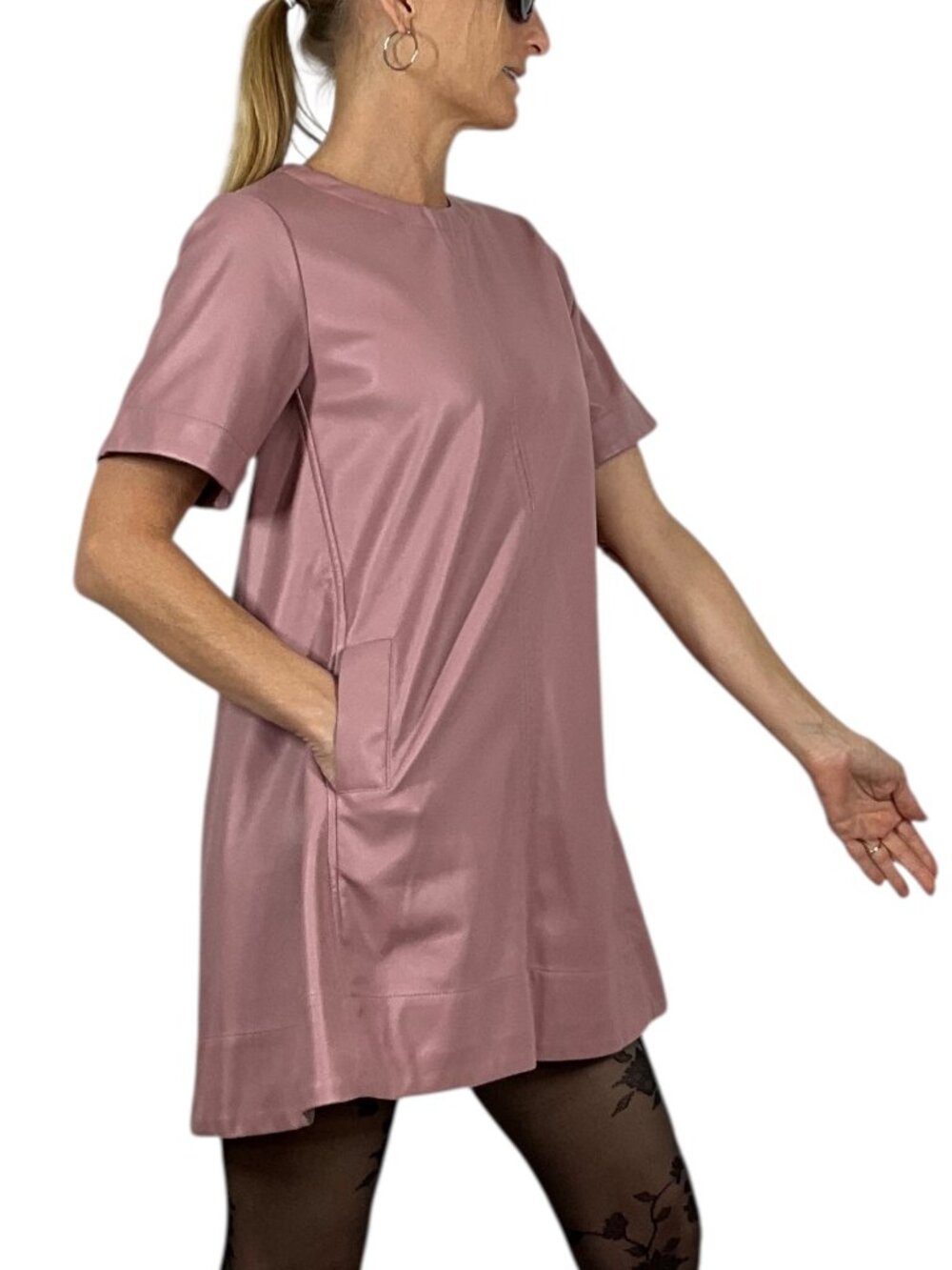 Anthropologie Maeve The Emmy Faux Leather Mini Dress 2XS XXS Pink - Picture 5 of 16